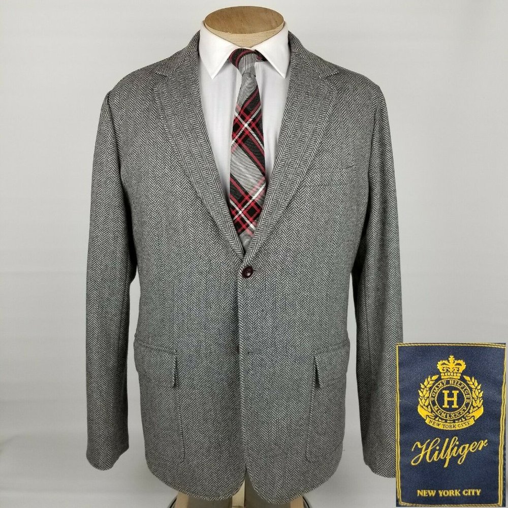 Tommy Hilfiger Mens Sport Coat XL Tweed Gray